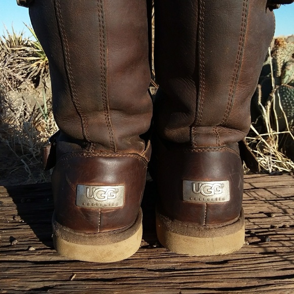 Ugg Awesome Brown Moto/Bomber Boots:sz9 - Picture 6 of 8